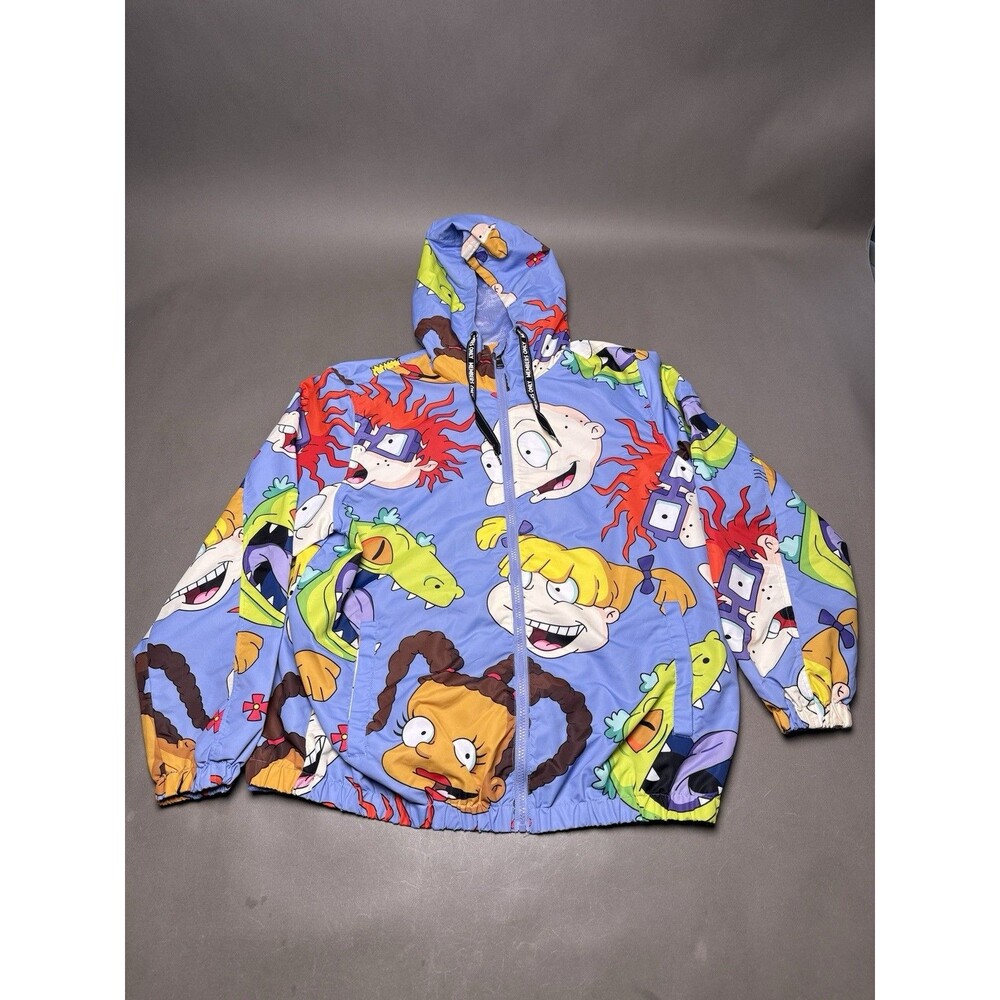 Mens XL Members Only Rugrats Hooded Jacket Purple Zip Nickelodeon Collab Flaw